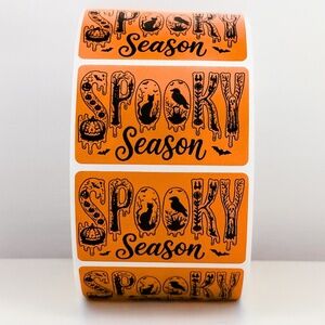 100 Spooky Season Stickers Roll 2x1 inch – Halloween Packaging Labels